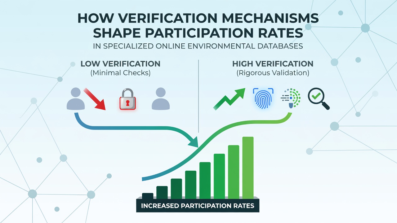 How Verification Mechanisms Shape Participation Rates in Specialized Online Environmental Databases