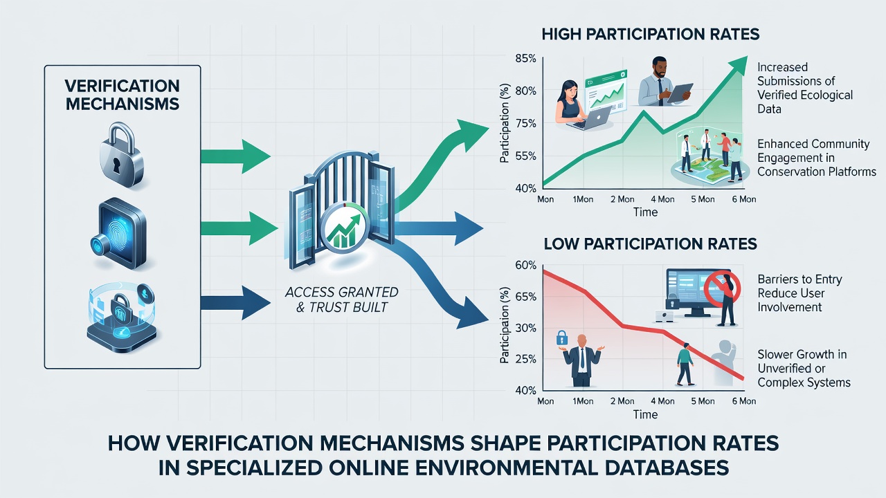 Graph showing participation trends before and after verification updates in environmental databases