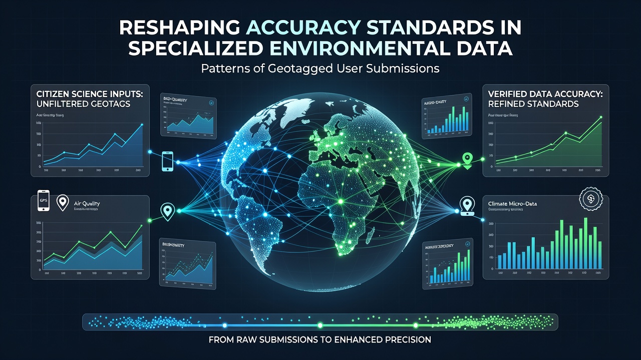 Analysts reviewing clustered geotagged environmental observations on a specialized data platform dashboard